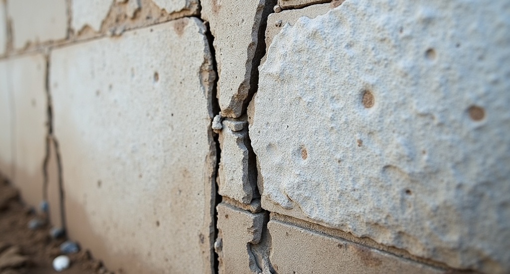 Close-up of a foundation crack on a Los Angeles home