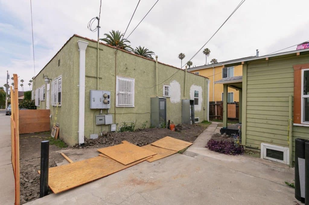 Newly completed detached ADU on a sloped hillside lot in Los Angeles County