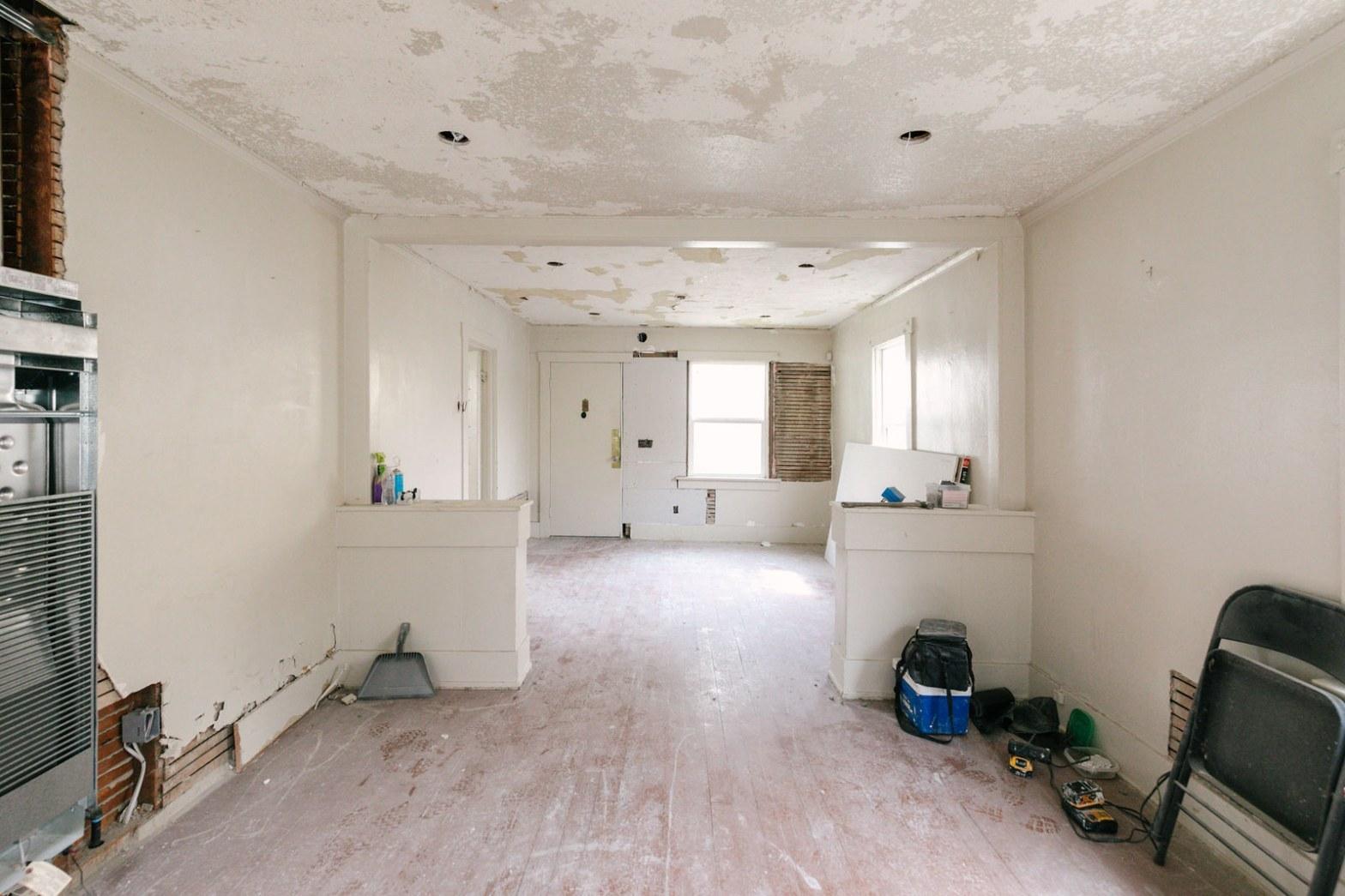 Garage conversion interior in progress with new framing and electrical work in Southern California