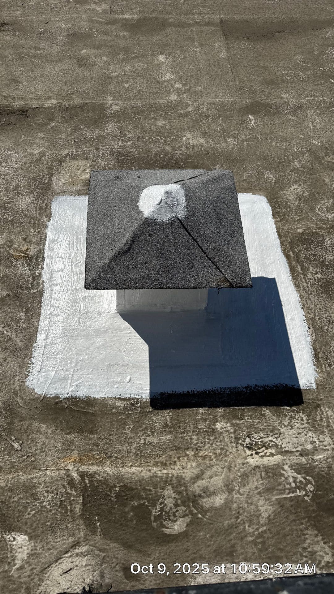 Flat roof penetration sealed with white elastomeric coating and modified bitumen cap sheet in West Hollywood | Hollywood Contractor Corp Flat roof penetration sealed with white elastomeric coating and modified bitumen cap sheet — West Hollywood