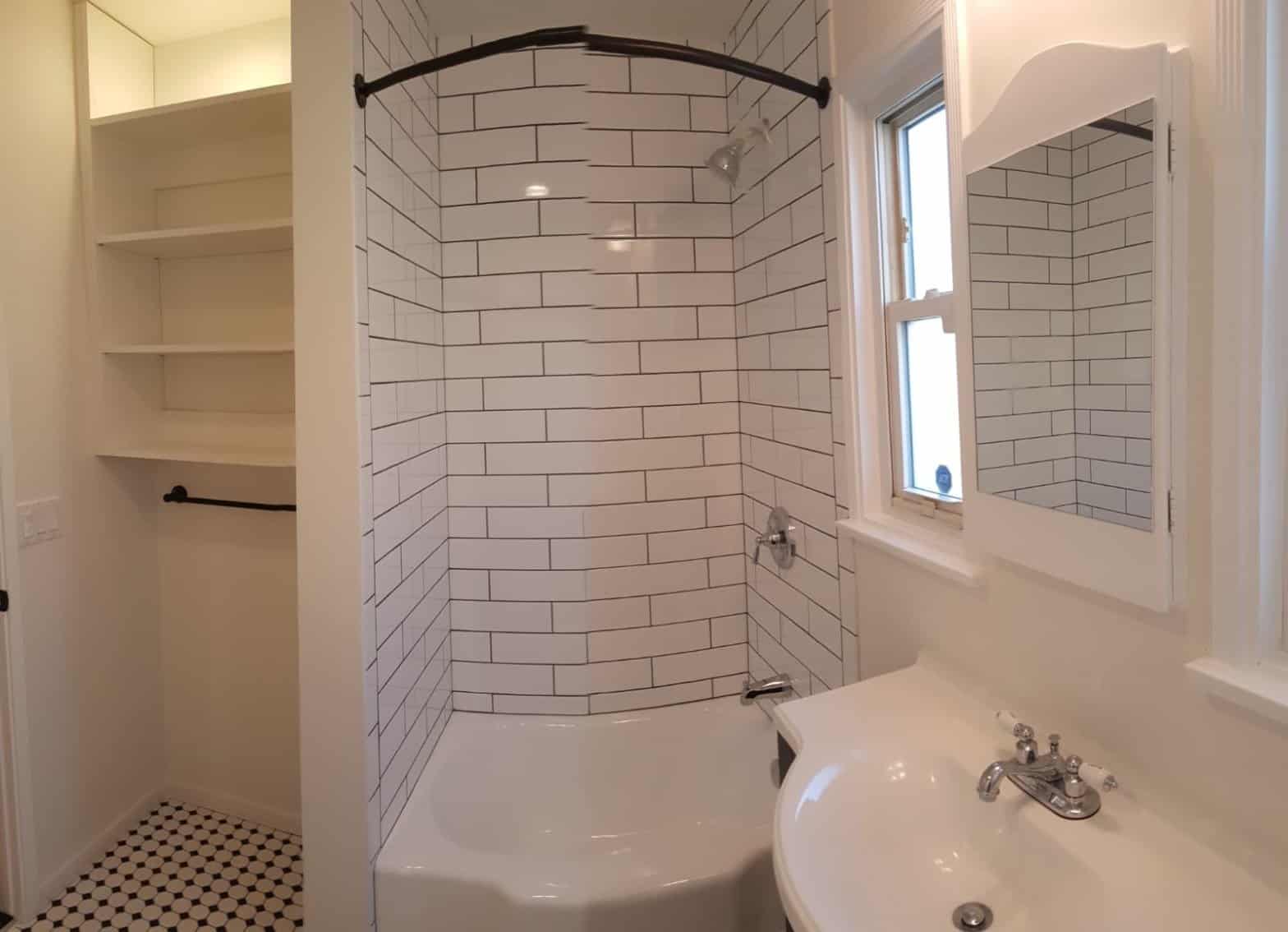 Bathroom remodel with tiled tub surround and subway tile Bathroom remodel with tiled tub surround and subway tile in Los Angeles