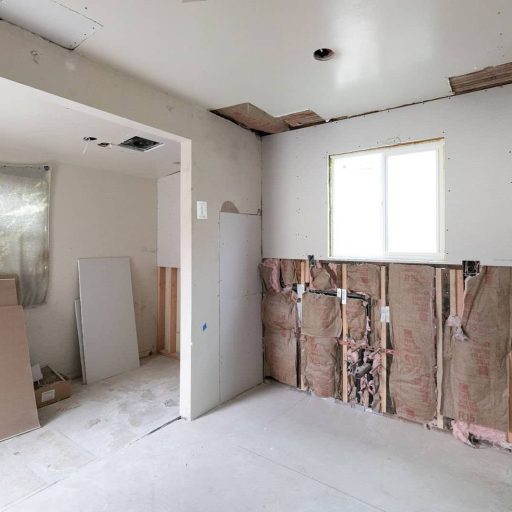 New wall framing and structural studs during a home construction project in Los Angeles
