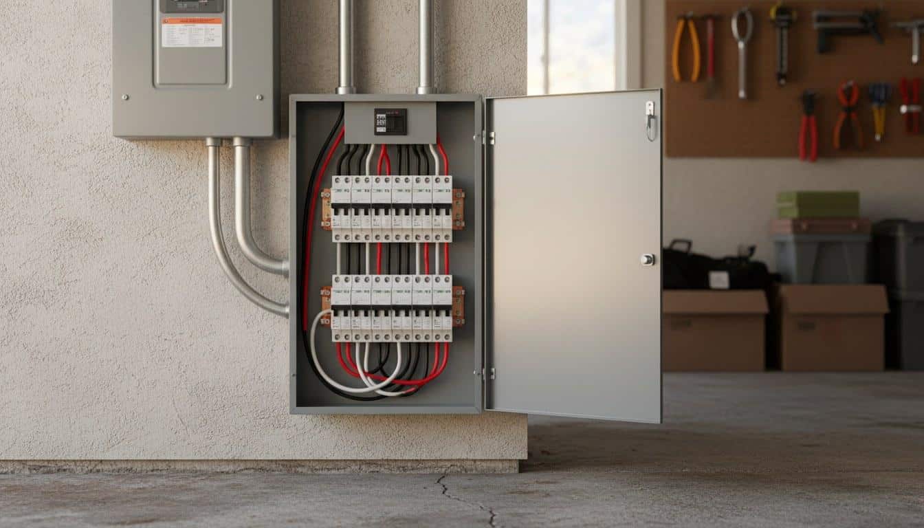 Residential electrical panel upgrade inside a California home as part of a home addition project