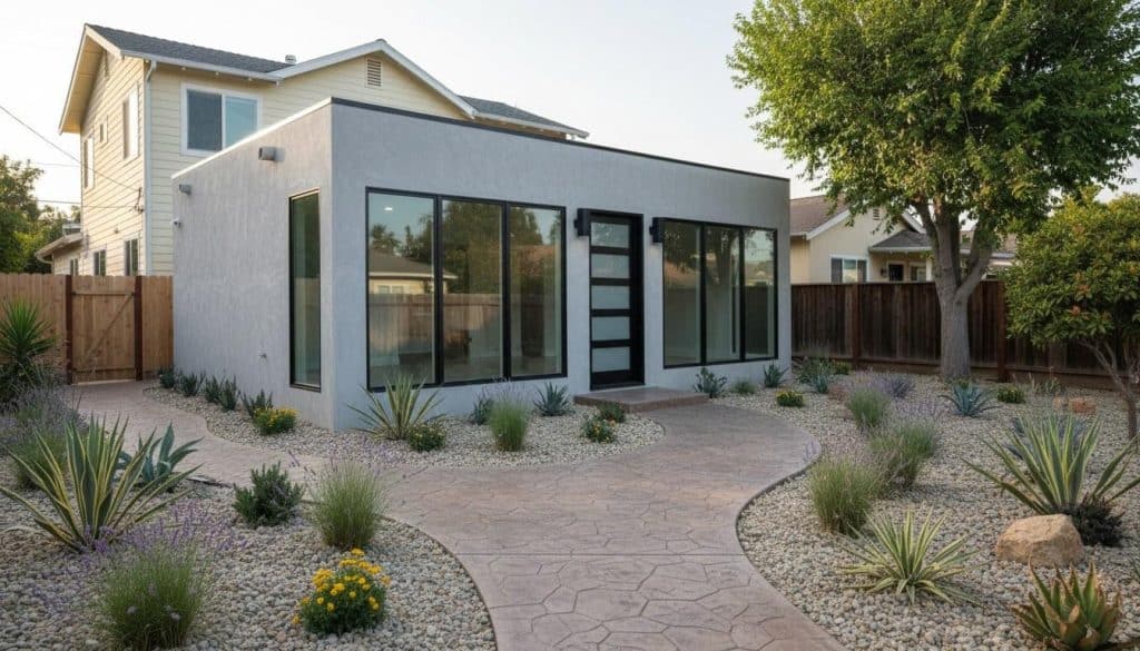 New detached ADU unit built in a Southern California residential backyard