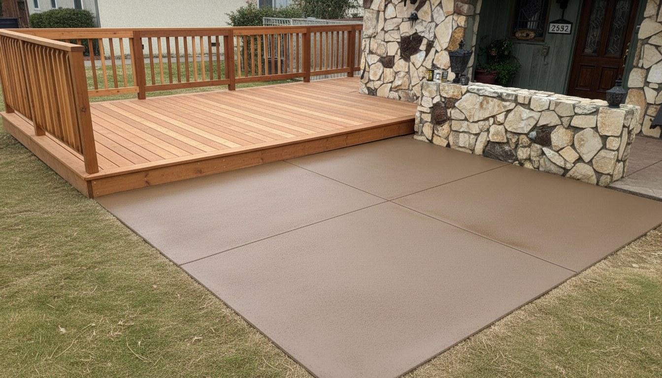 Completed deck and patio construction work at Hollywood Contractor Corp