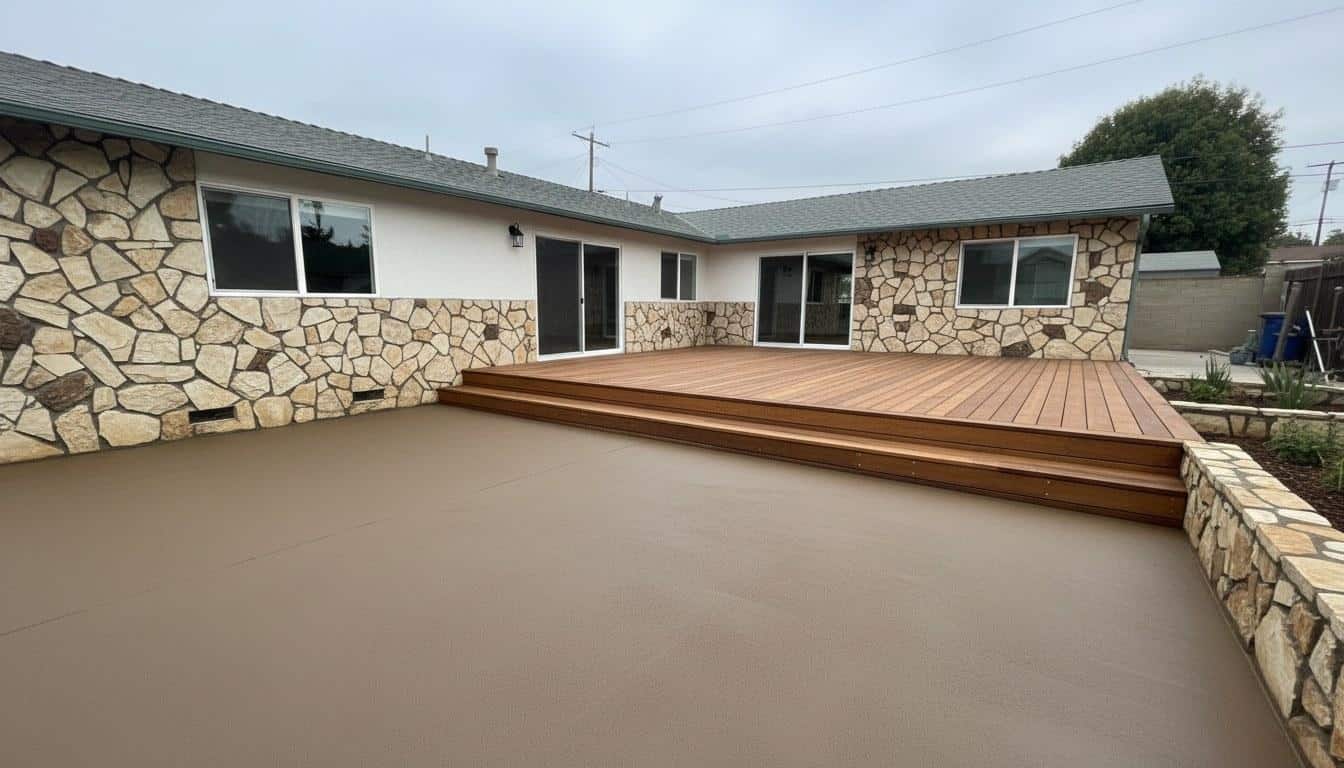 Completed deck and patio construction work at Hollywood Contractor Corp