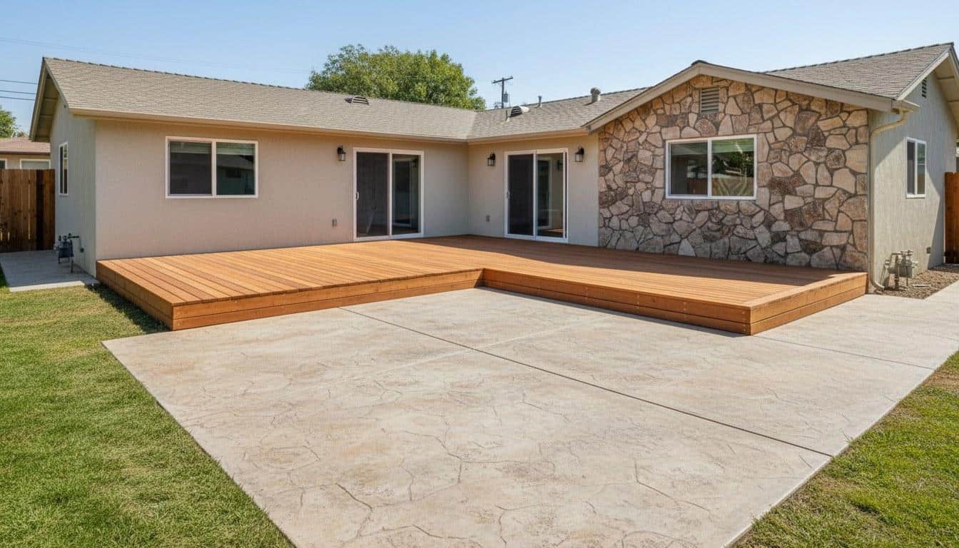 Completed deck and patio construction work at Hollywood Contractor Corp