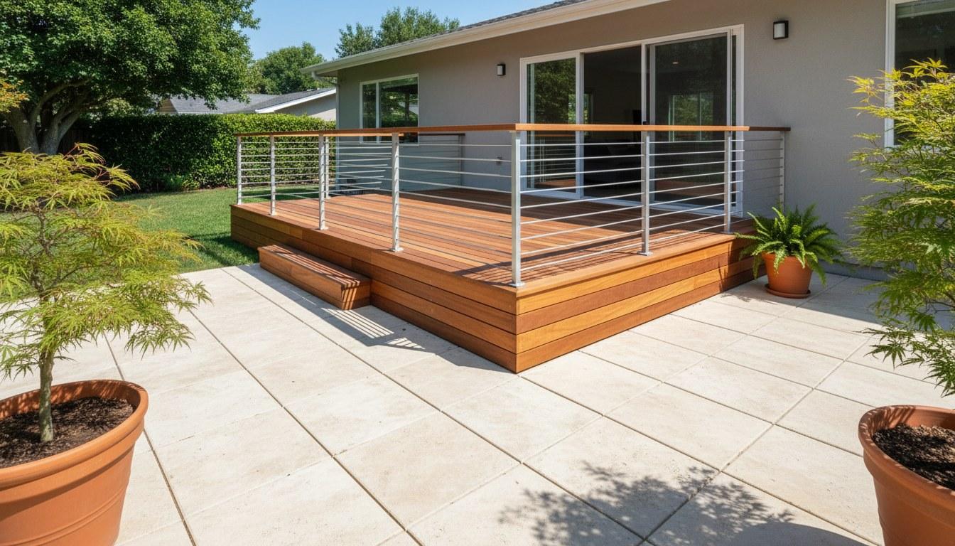 Completed deck and patio construction work at Hollywood Contractor Corp