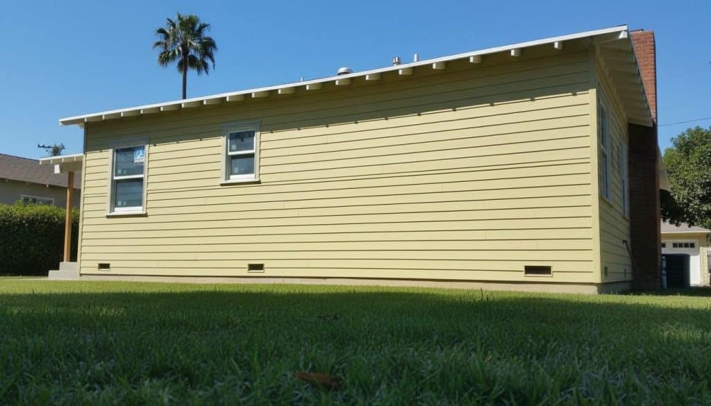 Fiber cement siding installed on a California home exterior showing clean panel lines and fresh finish