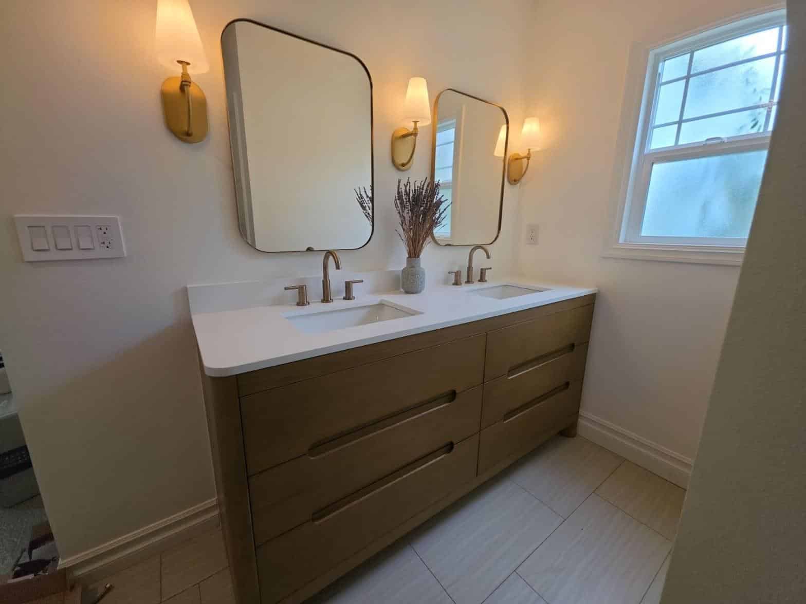 Completed bathroom remodel work at Hollywood Contractor Corp