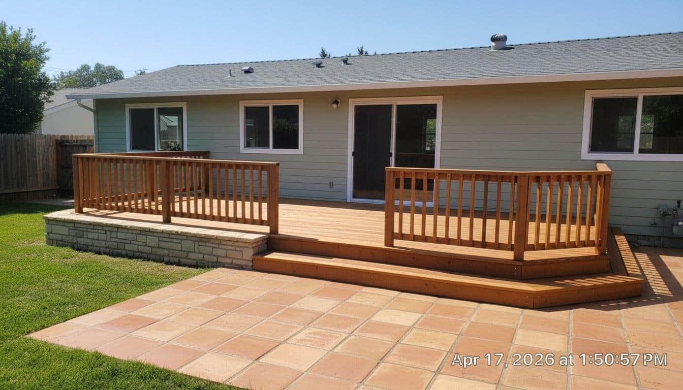 Completed deck and patio construction work at Hollywood Contractor Corp