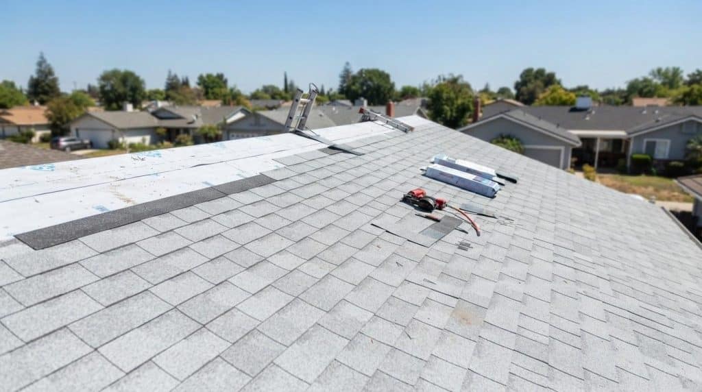 Cool-rated asphalt shingles installed on a California residential roof during a permitted reroof project